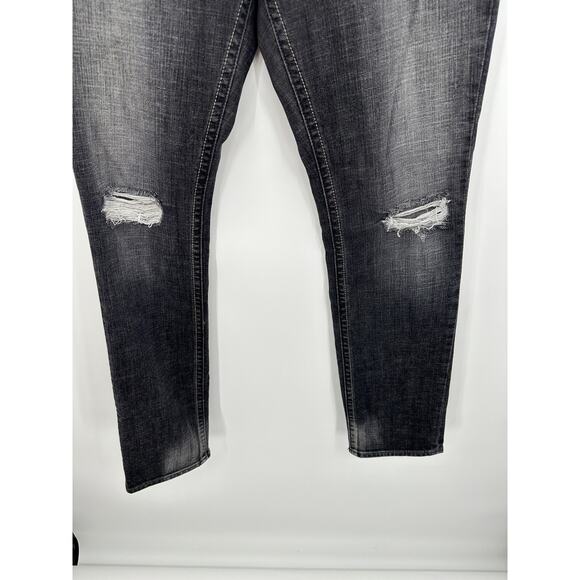 Express Black Wash Stella Skinny Denim Jeans Distressed Mid Rise Women Size 10 - Picture 3 of 10